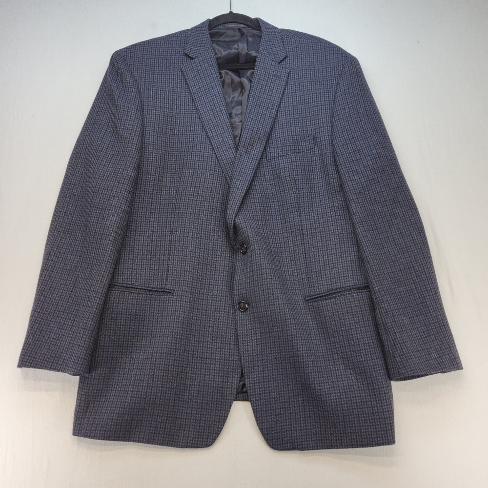 Lauren Ralph Lauren Blazer Mens 48L Blue Houndstooth 100% Wool Sport Coat